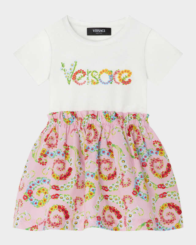 Girl's Combo Logo-Print Jersey Dress, Size 12M-4